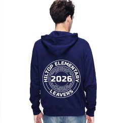 Leavers 2026 Hiltop Elementary Circular Design Graduation School Logo Stars & Stripes Hood